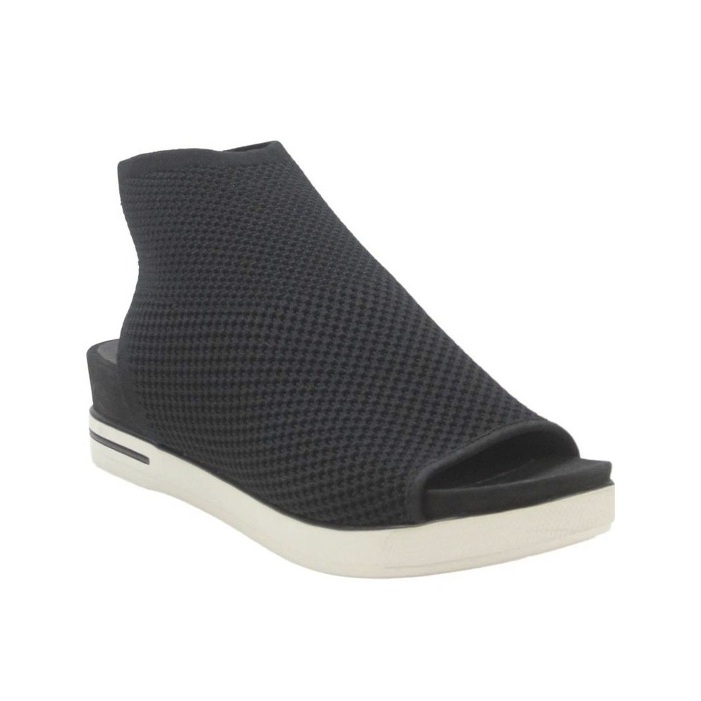 Eileen Fisher Black Stretch Knit Peep Toe Platform Sandals Size 10 NEW with BOX
